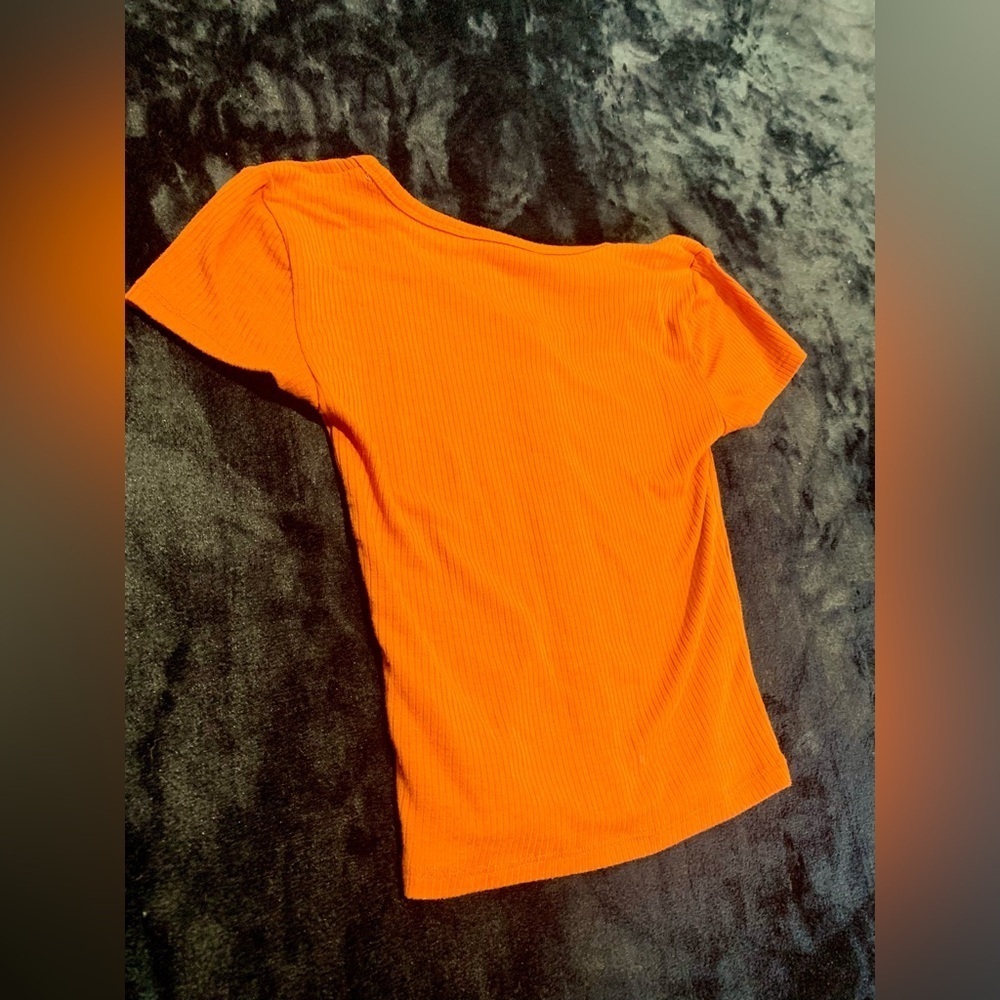 ⚡️Bluenotes Ribbed Button-Front Top - Orange - Size XS - Picture 4 of 7